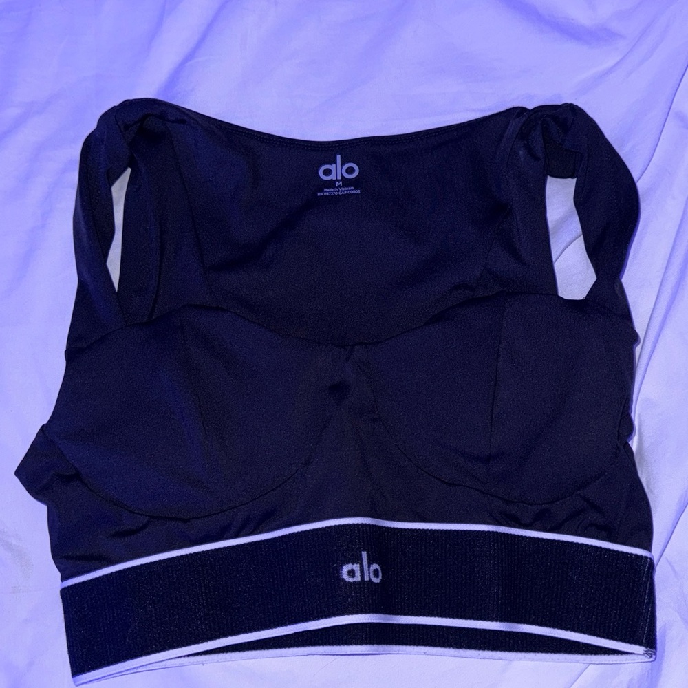 ALO Yoga Black Athletic Tank Top with Logo